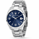 Maserati ATTRAZIONE R8853151013 óra acél karkötővel és kék számlappal.