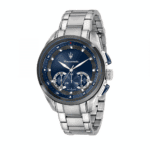 Maserati R8873612014 Traguardo férfi karóra, ezüst színű, kék számlappal, Miyota Quartz szerkezettel.