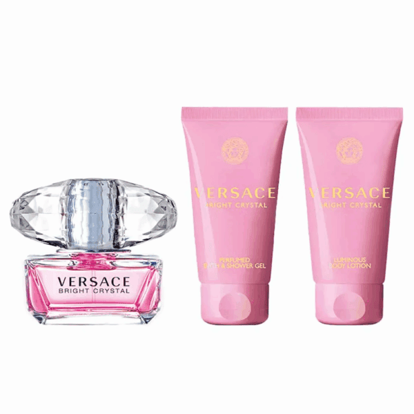 Versace Bright Crystal ajándékcsomag: Eau de Parfum 50 ml + Tusfürdő 50 ml + Testápoló 50 ml